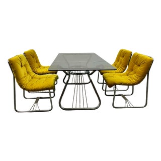 Vintage Table and Armchairs, 1970s, Set of 5 For Sale