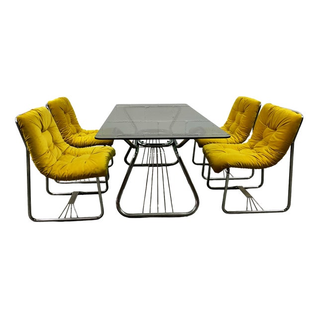 Vintage Table and Armchairs, 1970s, Set of 5 For Sale