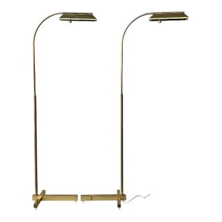 1970s Brass Architectural Modern Floor Lamps by Casella Lighting - a Pair For Sale
