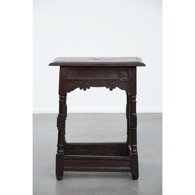 Antique English Oak Side Table or Stool, 18th Century For Sale - Image 4 of 15