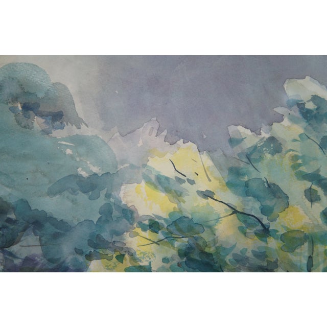 Paint Vintage Marshall Turner Notel Motel Backyard Landscape Watercolor Painting 37" For Sale - Image 7 of 10