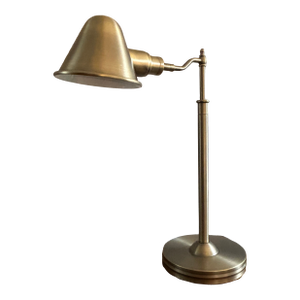 Ralph Lauren Home Adjustable Brass Desk Lamp – Antique Brass Finish, Classic Bell Shade, Luxury Office Lighting