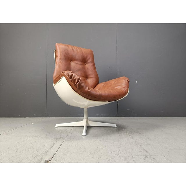 Animal Skin Space Age Swivle Chair with Fiberglass, 1960s For Sale - Image 7 of 13