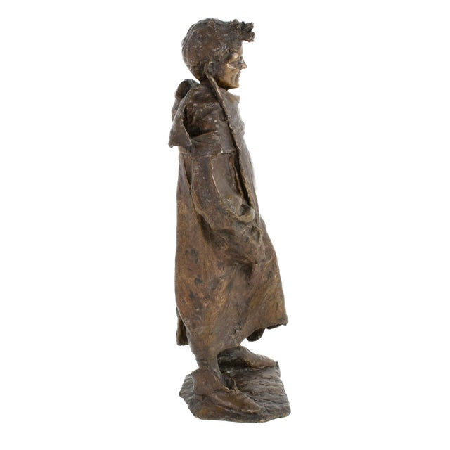 Antique Bronze Youthful Figure Sculpture in Playful Stance For Sale - Image 4 of 8