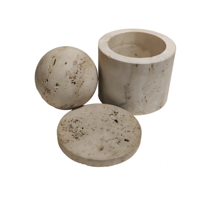 LIMITED TIME OFFER!! For your consideration. . . A fabulous set of natural stone decorative objects. The travertine stone...