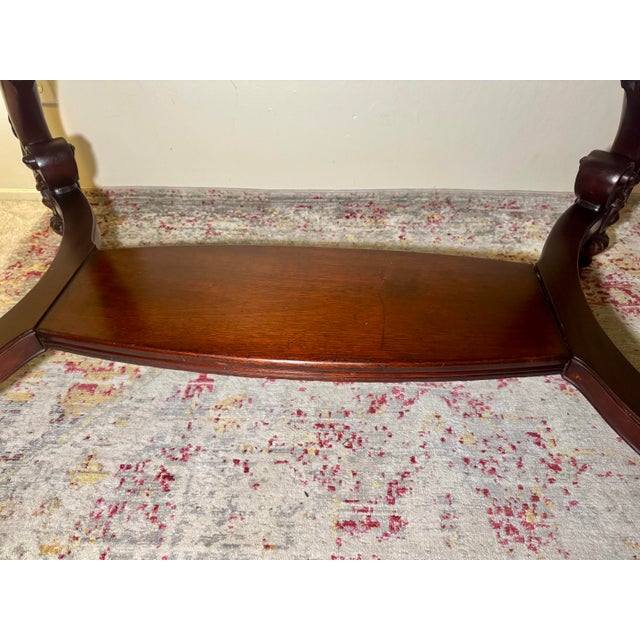 Brown Antique Carved Mahogany Library Table With Lion Head Legs, C. 1900–1915 For Sale - Image 8 of 12