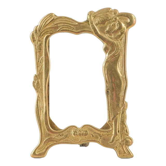 Art Nouveau Brass Frame with Female Figure, 1890s For Sale
