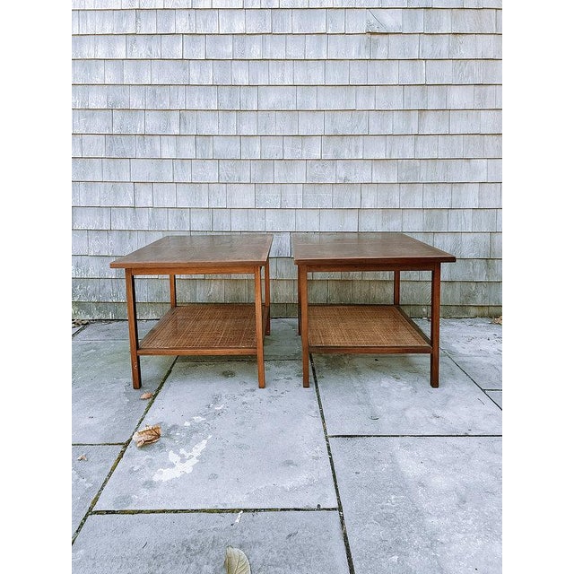 1960s Lane Mid-Century Modern Rattan Accent Tables - a Pair For Sale In Providence - Image 6 of 7