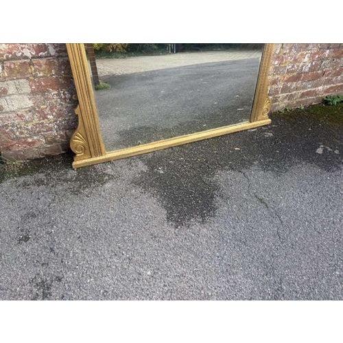 19th Century Large 19th Century Antique English Gilt Ribbed Framed Overmantle Mirror For Sale - Image 5 of 8
