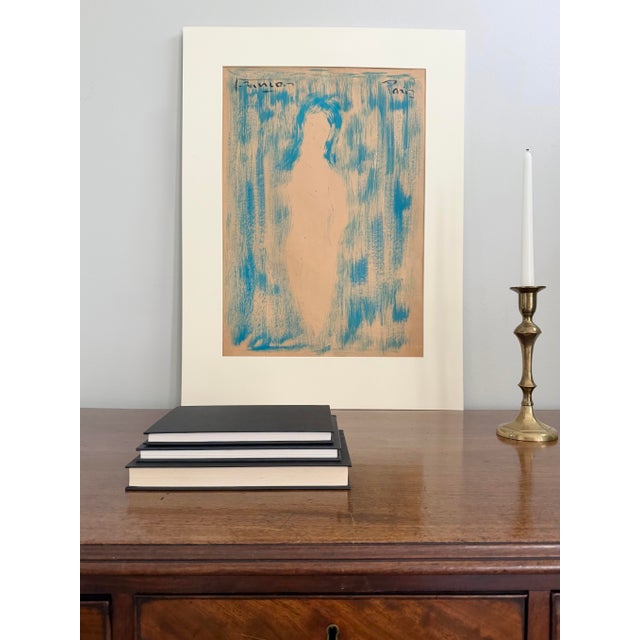 Original circa 1965 figural nude work on paper by artist Etienne Ret, signed by the artist and inscribed “Paris.” The...