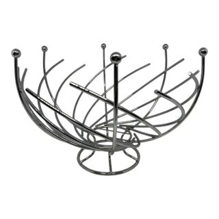 Post Modern Geometric Spiral-Shaped Stainless Steel 12” Inch Wide Fruit Bowl For Sale