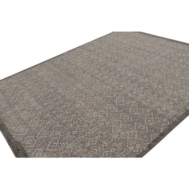 Tribal Rug & Kilim’s Distressed Tribal Style Rug in Gray With Geometric Pattern For Sale - Image 3 of 7