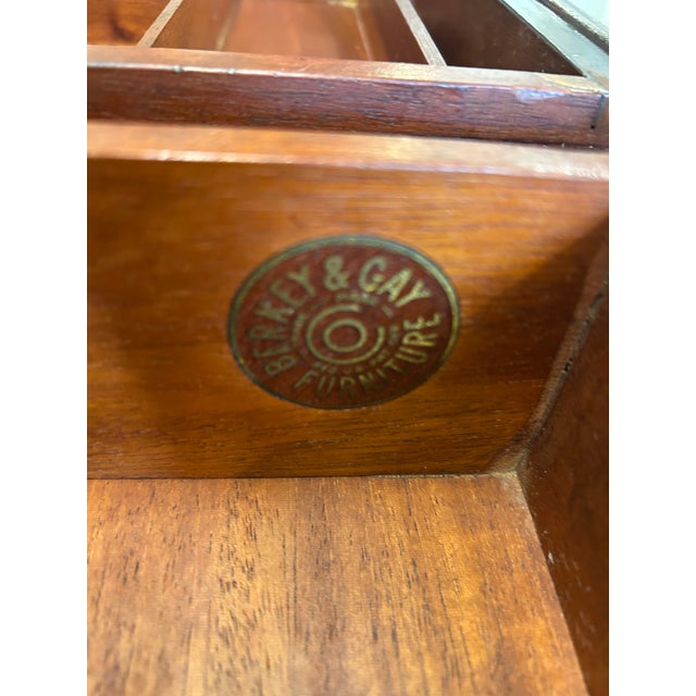 Early 20th Century Restored Berkey & Gay Neoclassical Writing Desk With Burl Wood & Black Accents For Sale In New York - Image 6 of 9