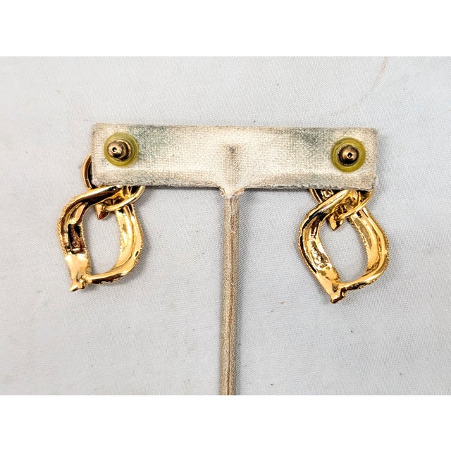 Vintage 1992 Signed Napier Goldtone Textured & Smooth Link Pierced Earrings-2 Pieces For Sale In Philadelphia - Image 6 of 6