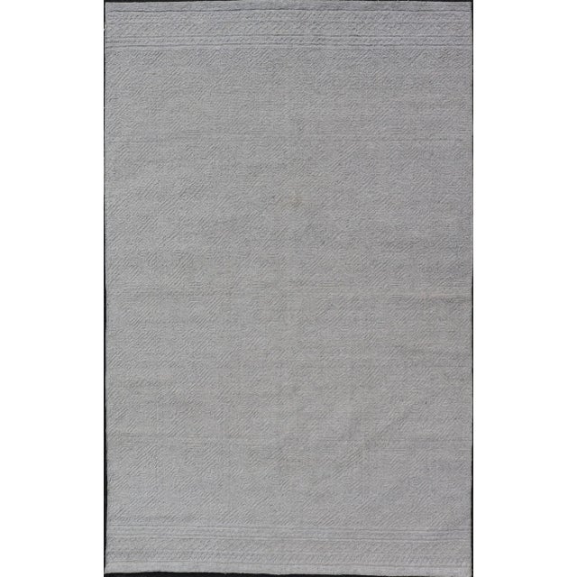 Muted Modern Indian All Gray Hand-Knotted Rug in Wool With Minimal Design For Sale - Image 13 of 13