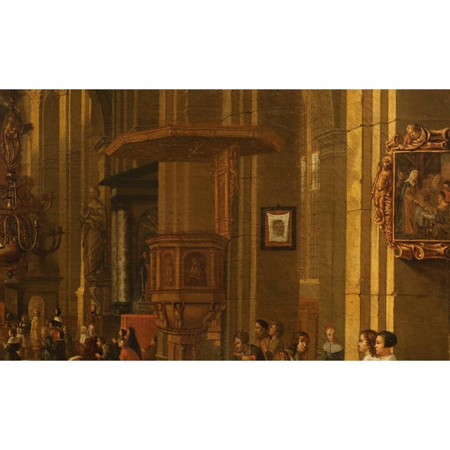 17th Century Hendrick Corneliszoon Van Vliet, Interior of a Flemish Church, 1680, Oil on Canvas, Framed For Sale - Image 5 of 16