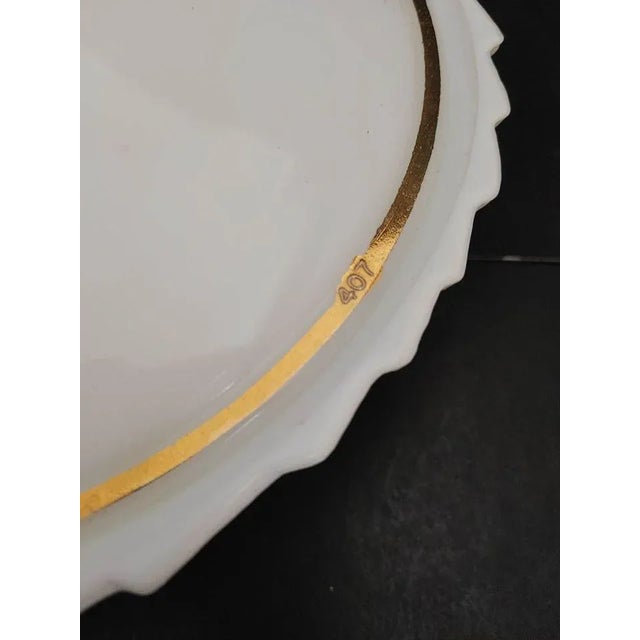 Glass Vintage Indiana Milk Glass White Basketweave Chip & Dip Bowl with Clip & Lid Nos For Sale - Image 7 of 10