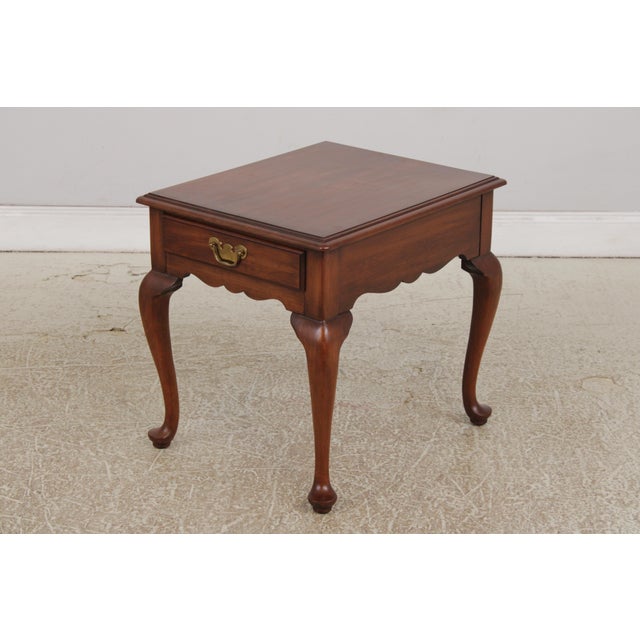 Henkel Harris Pair of Henkel Harris Cherry 1 Drawer End Tables For Sale - Image 4 of 16