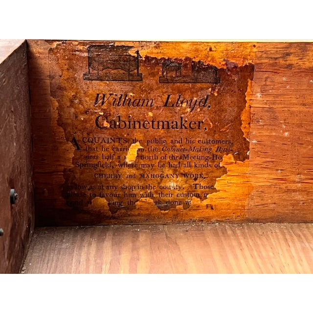 Brown Rare Labeled William Lloyd Springfield Massachusetts Federal Cherry Chest of Drawers, Circa 1800 For Sale - Image 8 of 12