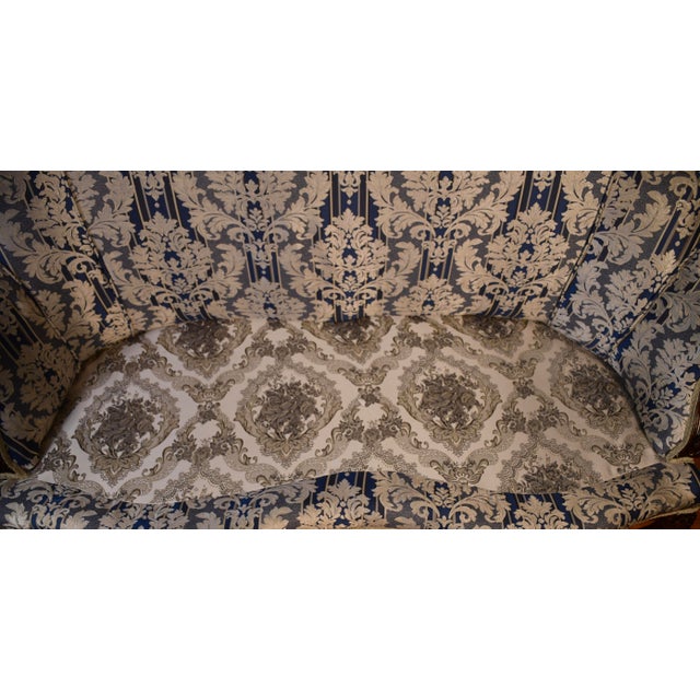 1900s Antique French Louis XV Walnut High-Back & Spring-Seat Loveseat / Settee For Sale - Image 15 of 16