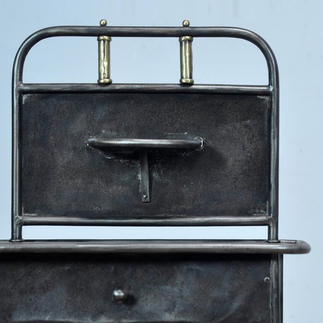 Industrial Vintage Iron Nightstands, 1910, Set of 2 For Sale - Image 3 of 13