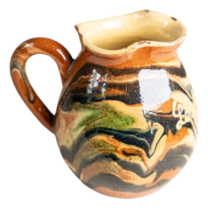 Mid-20th Century French Marbled Glazed Terracotta Pitcher, “Les Uravis”