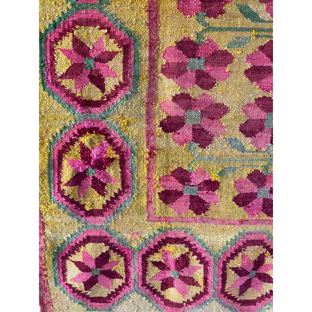 Early-Mid 20th Century Vintage Peruvian Andean Floral Folk Art Textile (74" X 63") For Sale - Image 6 of 18