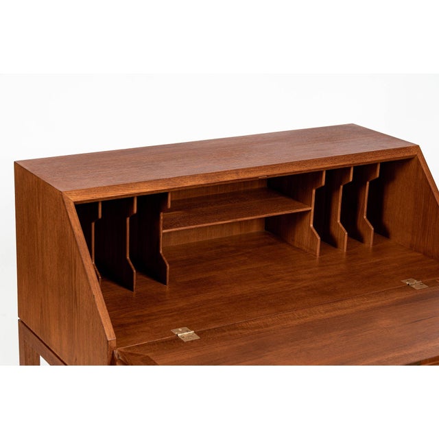 Danish Mid-Century Modern Teak Dropdown Secretary Desk, 1960s For Sale - Image 11 of 18