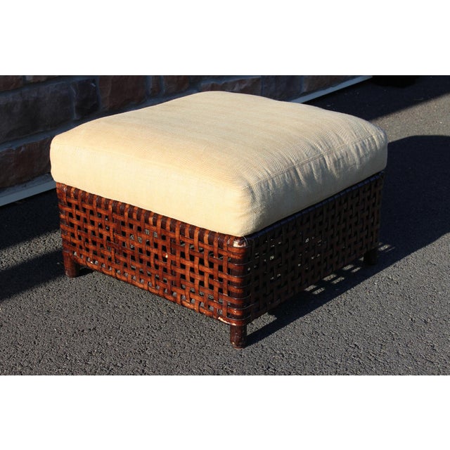 1990s McGuire Woven Leather Armchair and Ottoman From the Antalya Collection For Sale - Image 11 of 18