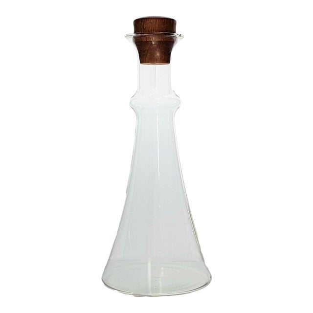 1960s Dansk Handblown Glass Decanter With Teak Stopper, Attributed to Gunnar Cyren For Sale