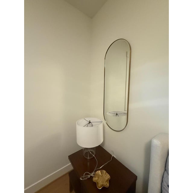Modern Edge Small Brass Capsule Wall Mirror For Sale - Image 3 of 5