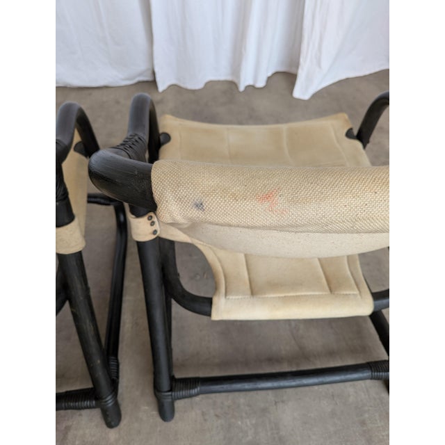 1970s Vintage Espri Safari Lounge Chair in Black Bamboo and Beige Fabric, 1970s For Sale - Image 5 of 18