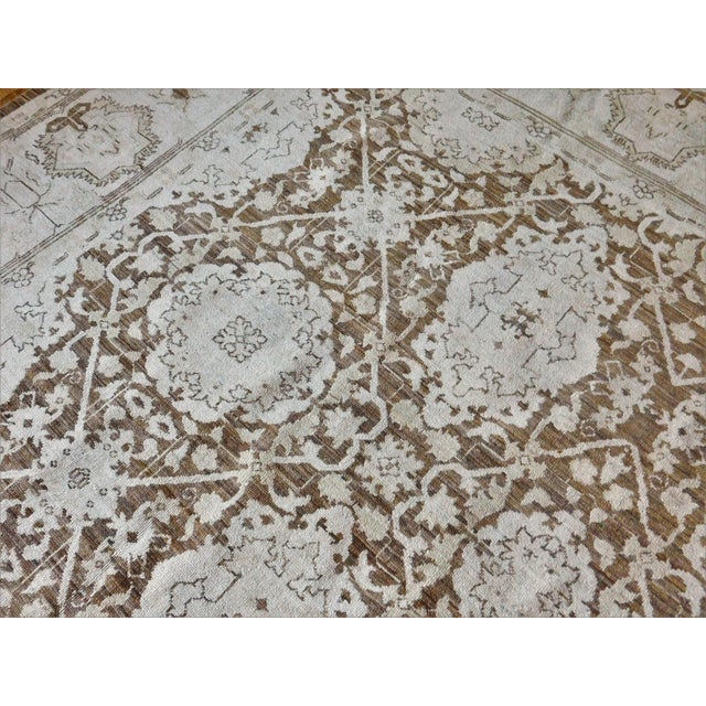 Extremely fine quality handmade rug in neutral tone. Low pile. Agra style. Wool pile and cotton foundation.