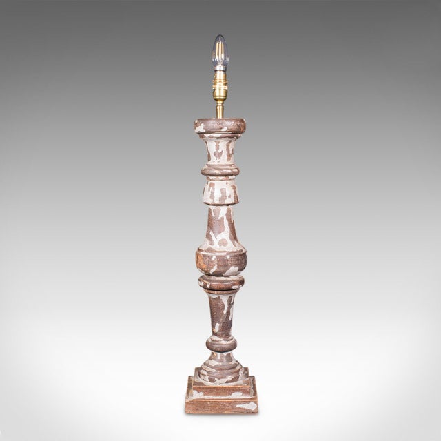 1900 - 1909 Pair of Antique Lamp Bases, English, Painted Pine Electric Light, Late Victorian For Sale - Image 5 of 10