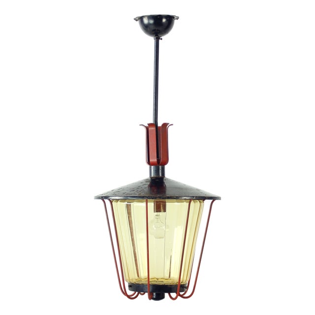 Vintage Railway Ceiling Pendant, Former Czechoslovakia, 1940s For Sale