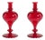 Vellum 2-Piece Set Small Red Spiral Glass Vases, Turnip Shape For Sale