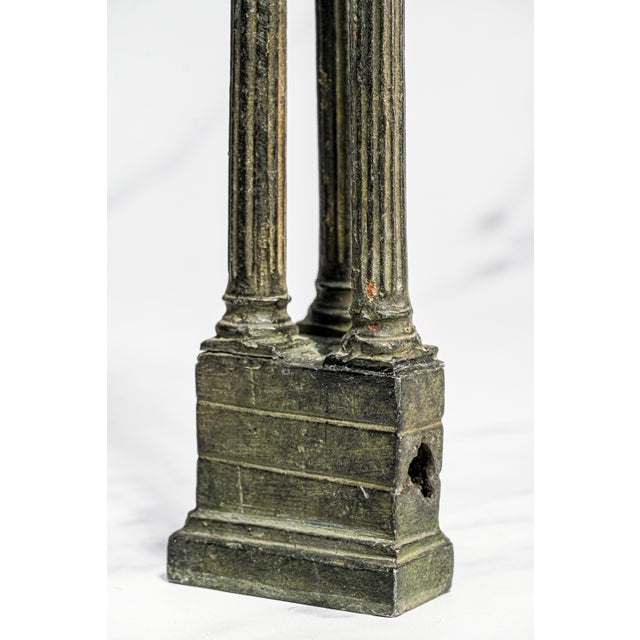 Nice Heavy Cast Metal Temple of Vespasian and Titus Rome Grand Tour Model Home Decor Architectural Sculpture Columns Statue For Sale - Image 14 of 17