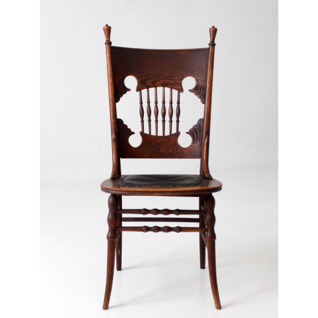Antique Eastlake Victorian Side Chair With Leather Seat For Sale - Image 9 of 17