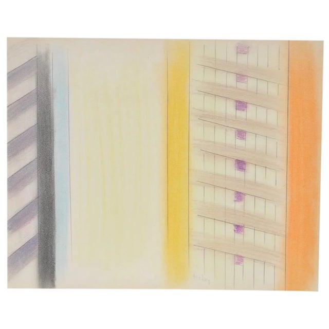 1980s Vintage Abstract Color Pencil and Graphite on Paper by John Charles Haley For Sale