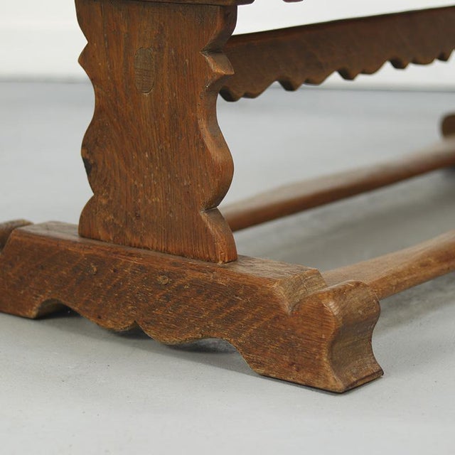 Antique Rustic Farmhouse Refectory Coffee Table in Solid Oak For Sale - Image 6 of 9