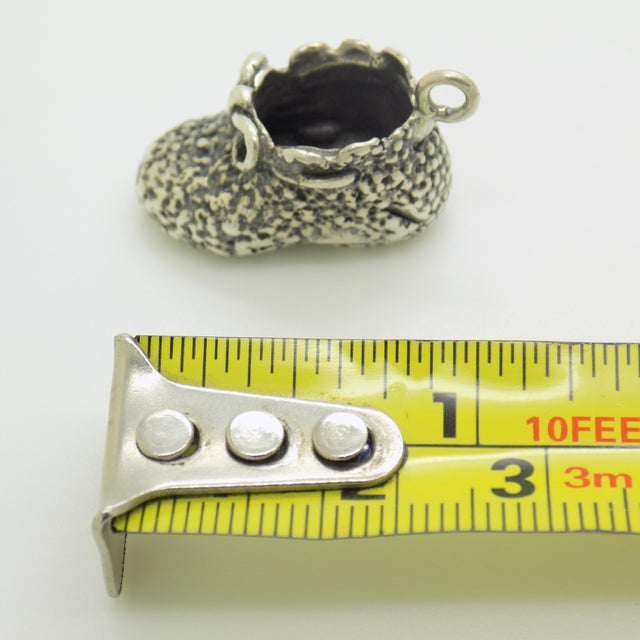 Vintage Italian Handmade Genuine Sterling Silver 925 Newborn Shoe Miniature / Pendant / Charm For Sale - Image 10 of 10