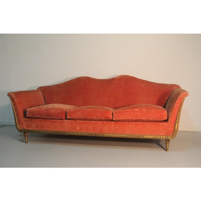 Italian Velvet Sofa, 1950s, in Good conditions. Designed 1950 to 1959