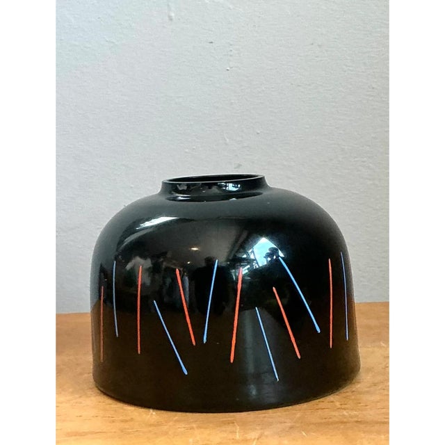 Vintage Ikea “Crystalex” Postmodern Black Ceramic Vase For Sale In West Palm - Image 6 of 12