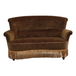 Danish 2-Seater Sofa in Green Furniture Velour, 1960s For Sale