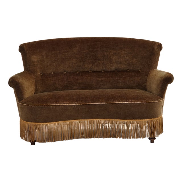 Danish 2-Seater Sofa in Green Furniture Velour, 1960s For Sale