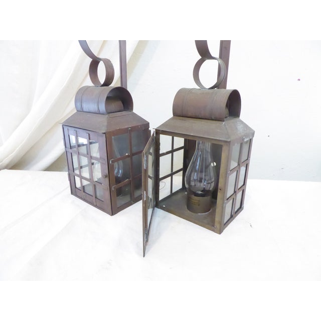 Vintage Copper Lantern Sconces - A Pair For Sale - Image 4 of 4