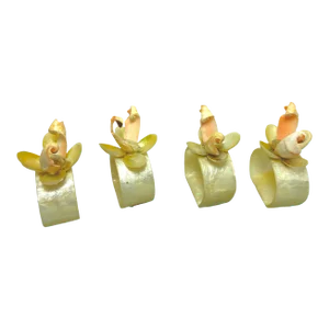 Vintage Capiz Shell Napkin Rings- Set of 4