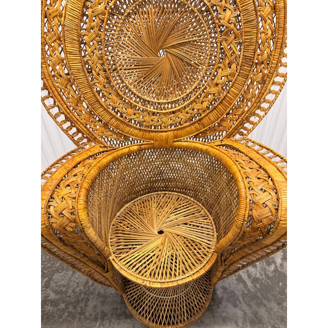 Wood 1960s Vintage Italian Grand Wicker Peacock Chair For Sale - Image 7 of 10