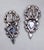 Metal Vintage Signed Marie Ferre Rhodium Plated Faux-Onyx & Clear Rhinestone Chandelier Clip Earrings-2 Pieces For Sale - Image 7 of 8