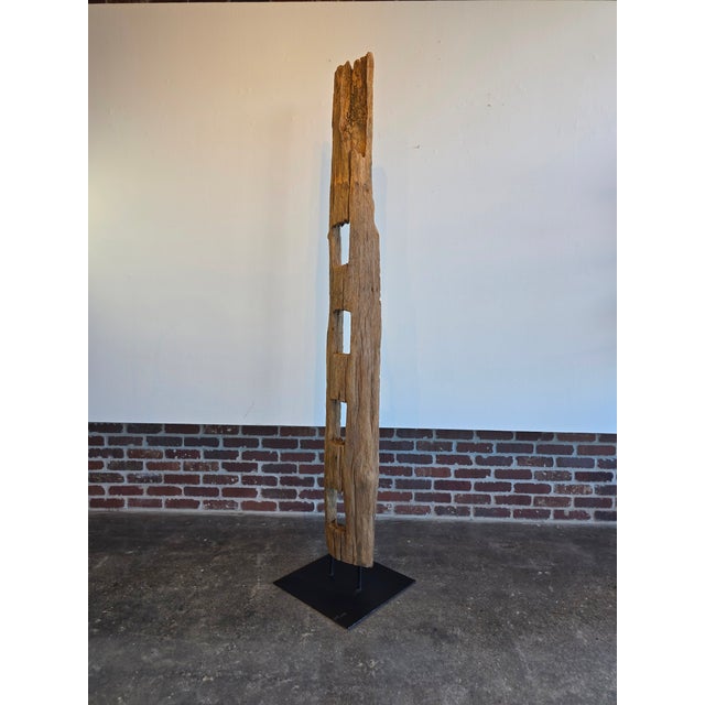 Mid-Century Modern Javanese Teak Fence Sculpture Antique MCM Brutalist For Sale - Image 3 of 7